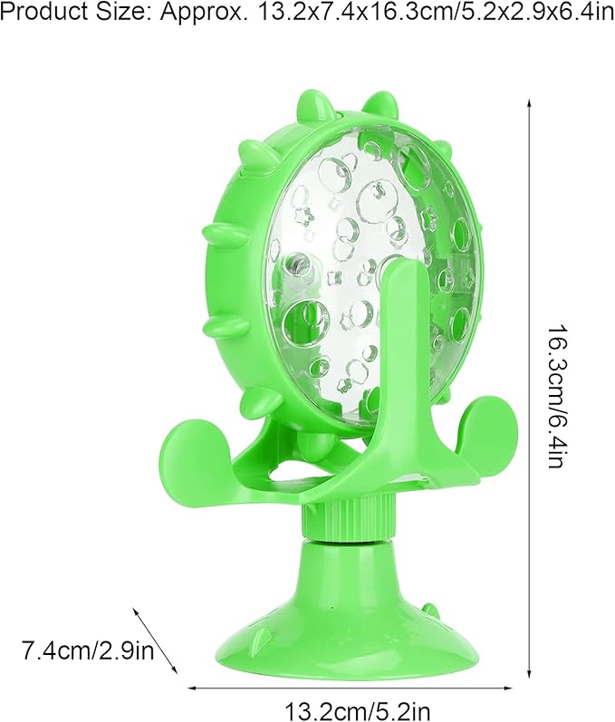 Pet Toy, Rotation Cat Puzzle Toy Food Leakage Pet Cat Leaking Toy Interactive Cat Toys Pet Toy, Ferris Wheel Food Dispensing Pet Slow Feeder Toy with Automatic 360° Turntable for Pet Trainer (Green)