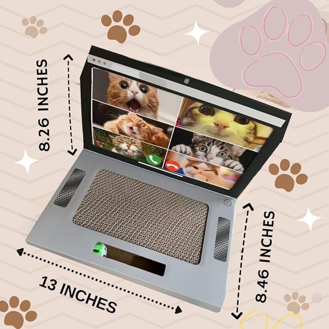 Laptop Scratcher Cat Toy - Cat Keyboard Toy - Cat Toy 3-in-1 with Fluffy Mouse and a Ball Track Pad Toy – Cat Toy Funny with 2 Interchangeable Screens