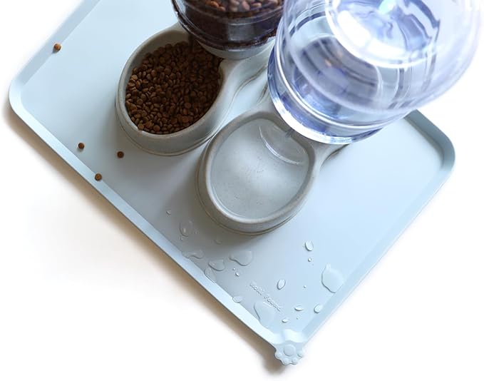 Hoki Found Large Silicone Pet Food Mats Tray - Non Slip Pet Dog Cat Bowl Mats Placemat - Dog Pet Cat Feeding Mat - Waterproof Dog Cat Food Mats -Pet Water Mats for Floors - Frost