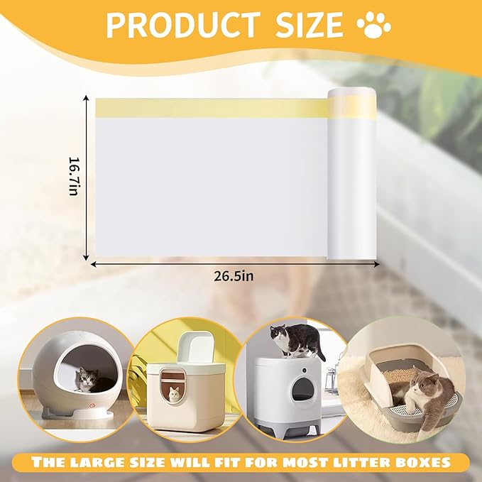 60 Count Cat Litter Box Liners with Drawstring,Replacement Cat Litter Bags,Leak-proof Self-Cleaning Cat Litter Box Liners,Thick Pet Kitty Poop Bag Trash Bag(26.5x16.7in)