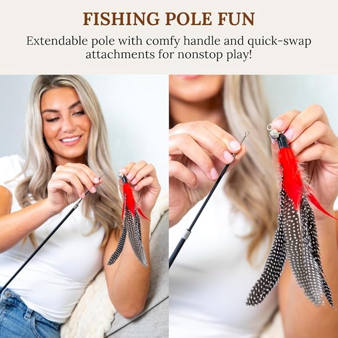 Cat Toys Set Cat Fishing Pole Toy Retractable Cat Wand Toy Suction Cup Cat Toys for Indoor Cats Door Hanging Cat Toy Cat String Toy Cat Teaser Wand Hanging Cat Toy Cat Feather Toy Cat Toy Wand Kitten