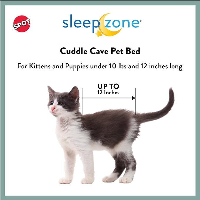 SPOT Sleep Zone Cuddle Cave - Cat Cave Bed for Indoor Cats and Mini Dogs, Durable, Comfortable, Washable for Kittens and Puppies under 10 lbs and 12 inches Long, Chocolate Color