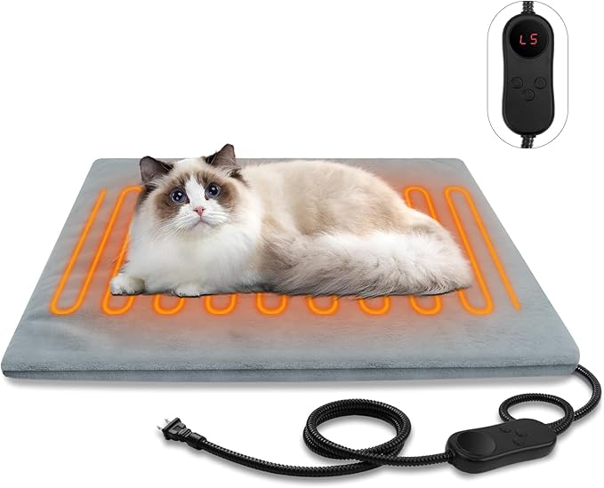 Pet Heating Pads for Cats & Dogs Outdoor, 17.7x17.7inch Puppy Cat Heating Pad Bed Outdoor Waterprooof, Heated Cat Bed Outdoor, Heated Pet Mat, Heated Dog Blanket, Gifts for Cats Puppy