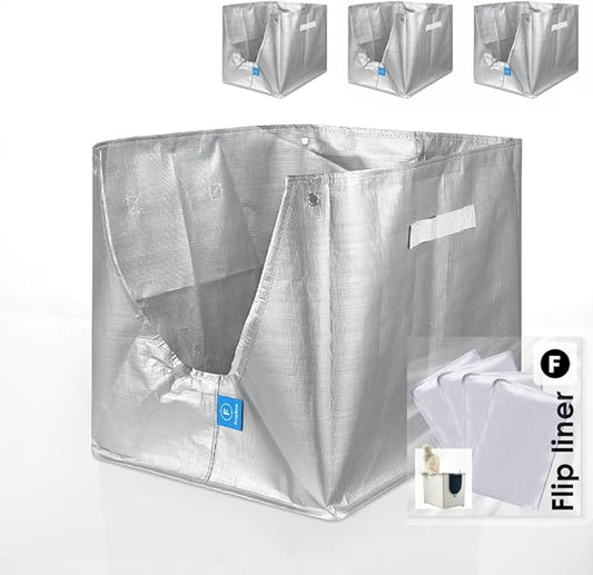 4 Pack Litter Box Liners F Compatible with Modkat Flip Litter Box Liner Type F, Reusable Liner Type-F with Carrying Handles