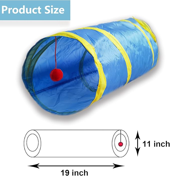 Cat Tunnel Tube Toys，Tunnels for Indoor Cats, 2 Way Collapsible Interactive Toy with Balls for Rabbits, Kittens, Ferrets, Puppy