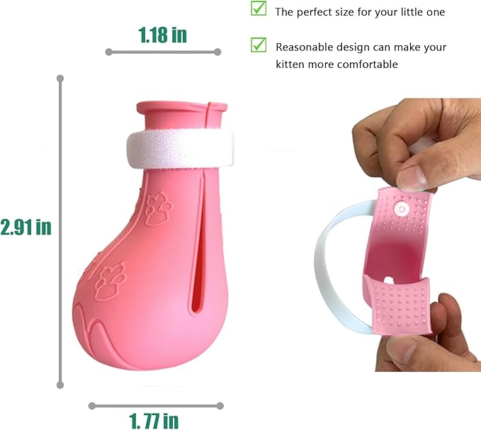 Cat Scratch Cover for Nursing Rehabilitation Cat Boots for Cats Only, Adjustable Cat Bathing Gloves（pink-c）
