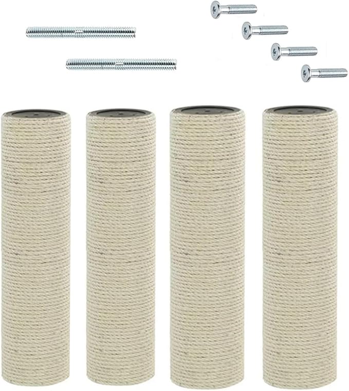 SHENGOCASE 4-Pack Cat Tree Replacement Post 13.8" L, 3.15" Ø Pole with M10 Bolt, Cat Tower Relacement Post, DIY Cat Scratching Post Replacement Part Pole…