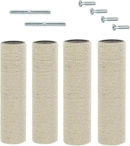 SHENGOCASE 4-Pack Cat Tree Replacement Post 13.8" L, 3.15" Ø Pole with M10 Bolt, Cat Tower Relacement Post, DIY Cat Scratching Post Replacement Part Pole…