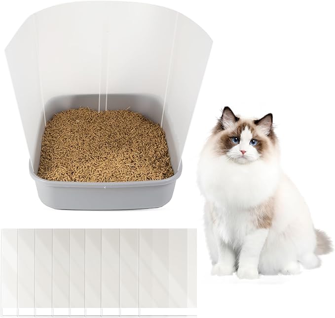 9 Pcs Cat Litter Box Pee Shields ，Litter Box Shield Easy to Clean，Suitable for Open Litter Boxes，Say Goodbye to Messes and Odors in Your Home，Litter Box Not Included