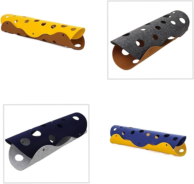 Cat Tunnels, Foldable Pet Tunnel Tube Bed with Holes Cats Toys Random Combinations Cats Play Mat for Interactive Exercise Peekaboo Cat Cave(Blue+Yellow)