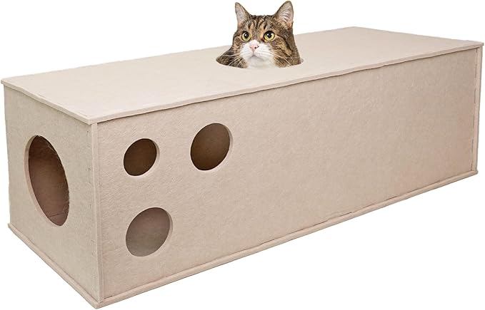 Cat Tunnel, Aberatail Cat Hideaway Tunnels for Indoor Cats, Soft Felt Cat Toy with Interactive Peek Hole, Cat Cave and Cube for Small Medium Large Cats
