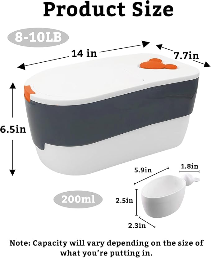 BNOSDM Airtight Cat Food Storage Container for Pet Dog Foods Storage Bins with Scooper Translucent Plastic Pets Dogs Cats Birds Dry Feed Dispenser, Kitchen Rice Cereal Flour 8 lb