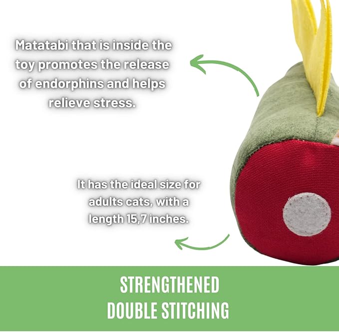 Large Cat Toy Dino - Catnip Matatabi Silvervine Filled Help Relief Stress Interactive Indoor Cat Kicker (Green)