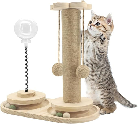 Buwico Kitten Scratching Post, Kitten Toys with Dangling Ball, 15.7" Tall Premium Sisal Scratch Posts for Indoor Cats and Kittens