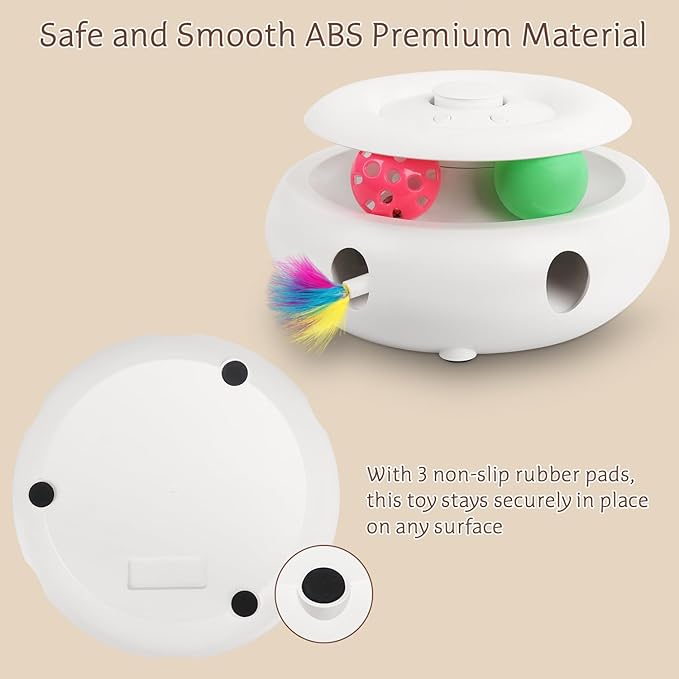 Cat Toys Interactive Cat Toy Automatic Cat Toys for Indoor Cats, 3-in-1 Electric Cat Toy USB Rechargeable, Ambush Feather, Fluttering Butterfly, Track Balls Kitten Toy Cat Exercise Toys