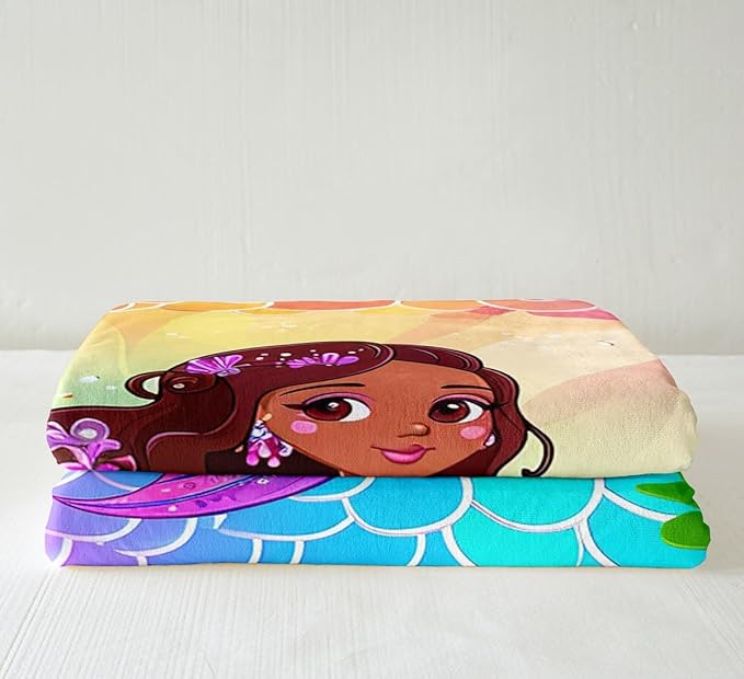 Erosebridal Cute Black Girl Mermaid Throw Blanket - Kawaii Sherpa Fleece with Glitter Stars, 40x50 Size, Girly Princess Fuzzy Blanket for Girls