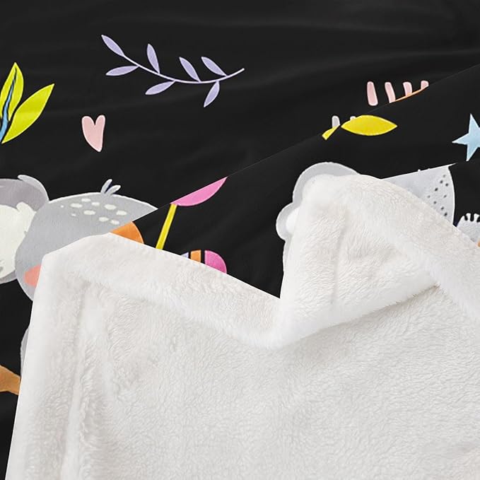 Kids Koala Fleece Blanket Boys Girls Cute Animal Pattern Sherpa Throw Blanket for Bed Couch Sofa Floral Rainbow Butterfly Plush Blanket Super Soft Lightweight Kawaii Decor Fuzzy BlanketKing 87"x95"
