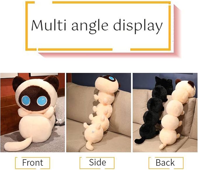 Somao Caterpillar Stuffed Animal Plush Long Cat Body Pillow,Creative Cat Caterpillar Plush Toys Soft Hugging Pillow Doll Funny Cushion Gift for Kids（Beige,50cm/19.68inch）