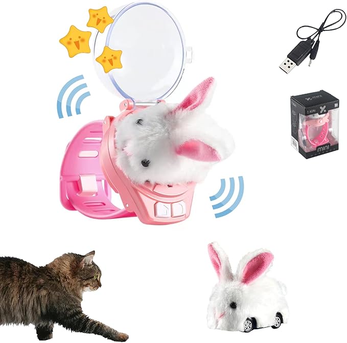 MANON ROSA Cat Toys for Indoor Cats Interactive Enrichment Cute Rabbit Watch Toys for Small Medium Large Bored Adult Cats Dogs Small Animals