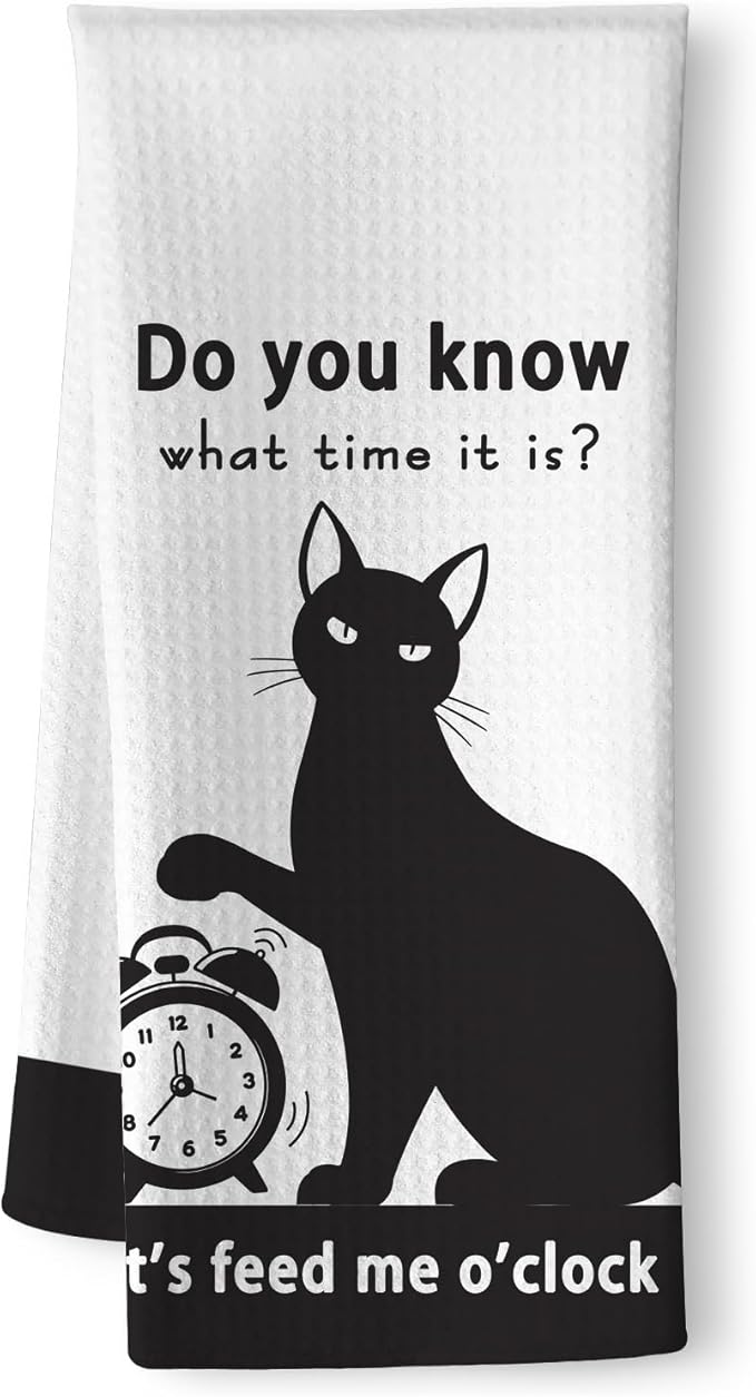 Cat Kitchen Towels,Cat Towels,Cat Dish Towels,Cat Hand Towels,Fun Kitchen Towels,Cat Kitchen Accessories,Crazy Cat Lady Gifts,Black Cat Gifts for Women-Perfect For Decorating Your Kitchen And Bathroom