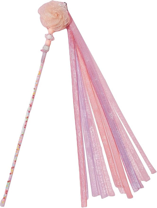 QWINEE Tassel Bell Cat Teaser Wand Interactive Cat Toy Cat Wand Teaser Toys for Indoor Cats Kitty Kitten Dusty Pink One-Size