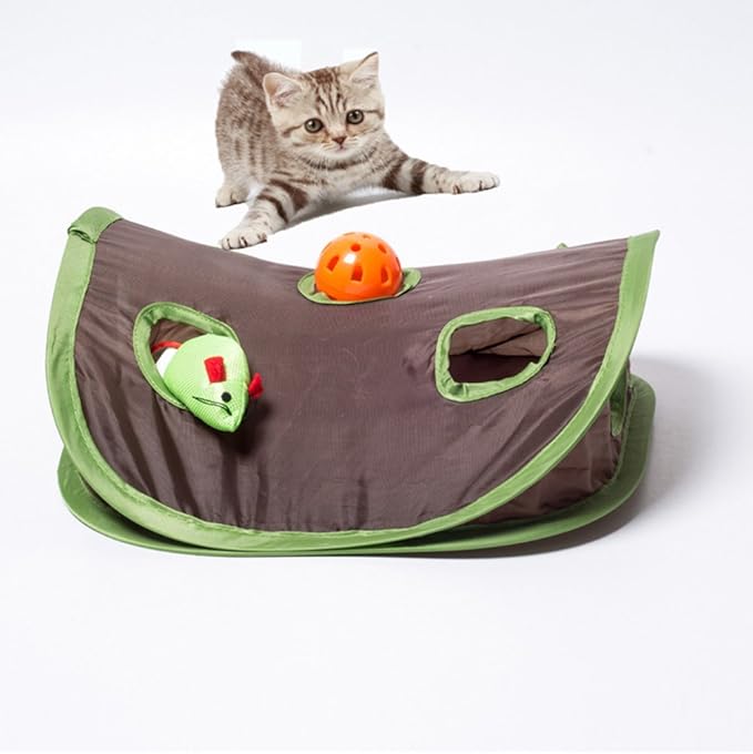 Creation Core Interactive Cat Toy Hide & Seek Game Pop-up Collapsible Puzzle Exercise Toy 9 Holes Mouse Hunt with Bell