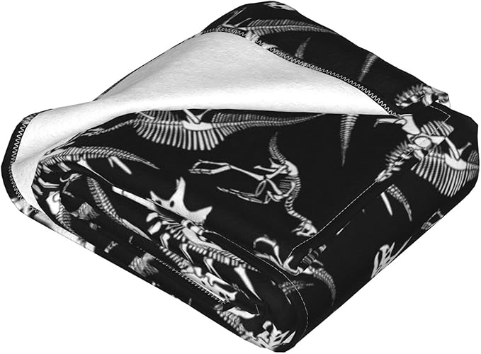 Dinosaur Skeleton Throw Blanket Soft Cozy Plush Warm Fleece Blanket for Sofa Couch Bed 80"X60"