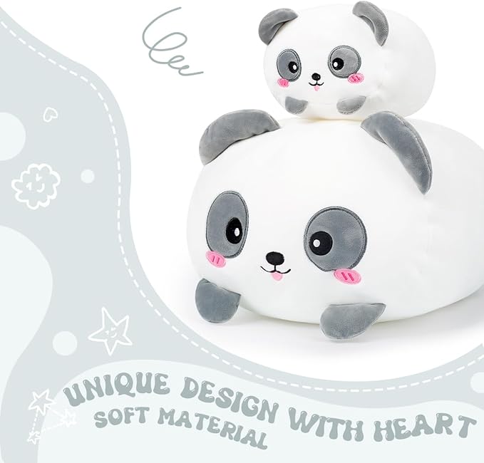 AIXINI 35.5 inch Cute Panda Plush Stuffed Animal Cylindrical Body Pillow,Super Soft Cartoon Hugging Toy Gifts