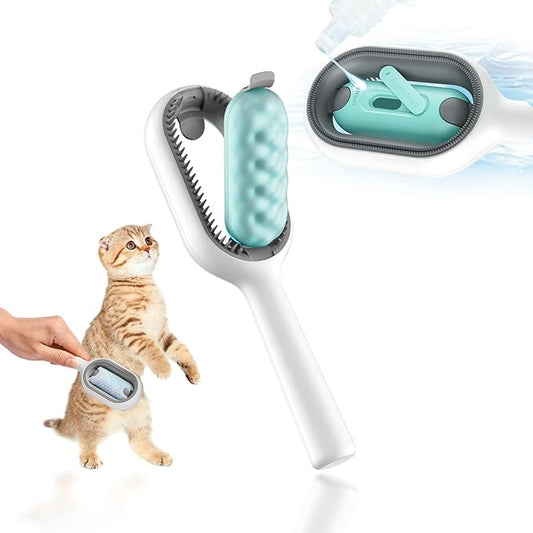 4 in 1 Universal Cat Hair Brush, Tank Version, Indoor Kitten Grooming Massager with Shedding, Pet Fur Remover for Furniture, Self-Cleaning Groomer Comb for Cleaning