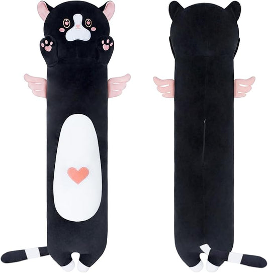 Cat Long Plush Long Giant Pink Cat Pillow Plush, Long Kitten Body Pillow Cute Cat Stuffed Animals for Kids Girlfriend(70cm/27.5inch)