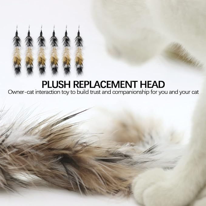 6 PCS Replacement Plumes Interactive Cat Toy Refills Cat Toy Wand Replacement Teaser Refills for Cat Kitty Toys