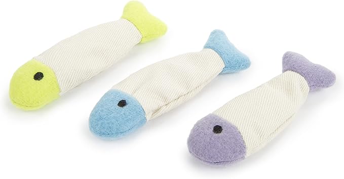 SmartyKat (3 Count) Fish Flop Crinkle Catnip Cat Toys - Multi Color, 3 Count