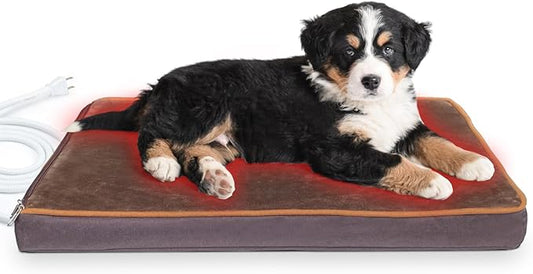 NAMOTEK Outdoor Heated Pet Bed for Cats Dog in Winter with Orthopedic Foam Base Auto Constant Temperature Electric Heating Pad & Waterproof Liner for Dog House Cabin Cot Doorway(23"L x 19"W x 1.7"Th)