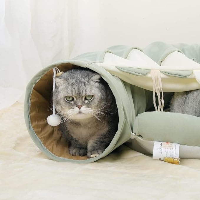 Tunnel for Indoor Cats, Collapsible Washable Cat Bed Tunnel, Cat Play Tunnel Toy for Small Medium Large Cats