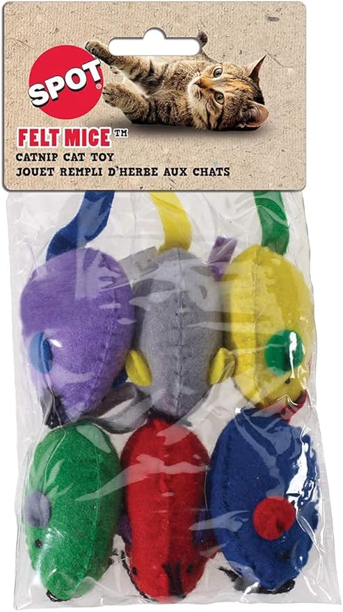 Ethical Pet Felt Mice with Catnip Cat Toy (6 Pack) [Set of 3]