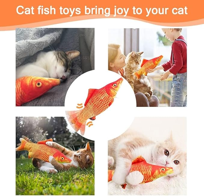 Cat Toys for Bored Indoor Adult Cats - Interactive Cat Toy for Indoor Cats, Automatic Moving Cat Kicker Toy with Catnip, 11" Electric Flopping Fish Cat Toy for Boredom Cats, High Energy Kitten