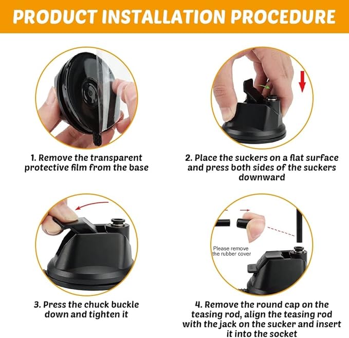 MiOYOOW Cat Feather Toy, Interactive Cat Teaser Feather Cat Toy Set with Dual Ended Suction Cup/ 4 Feather Refills for Indoor Cats Kittens