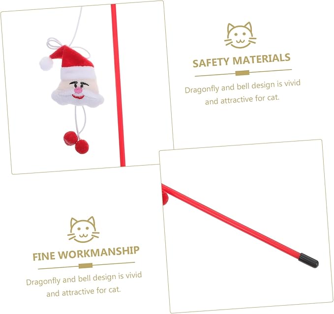 4Pcs Cat Santa Clause Interactive Toy Funny Teaser Stick for Cats Random Training for Engaging Play and Exercise