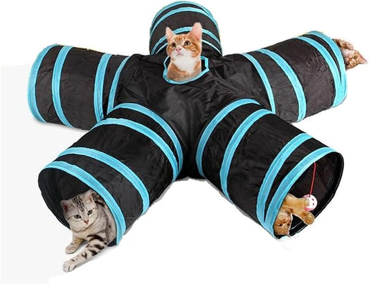 Cat Tunnels Indoors Cat Play Tunnel for Indoor Outdoor, Cat Tunnel Large Cat Toy Kitten Kitty Rabbt (5 Way)