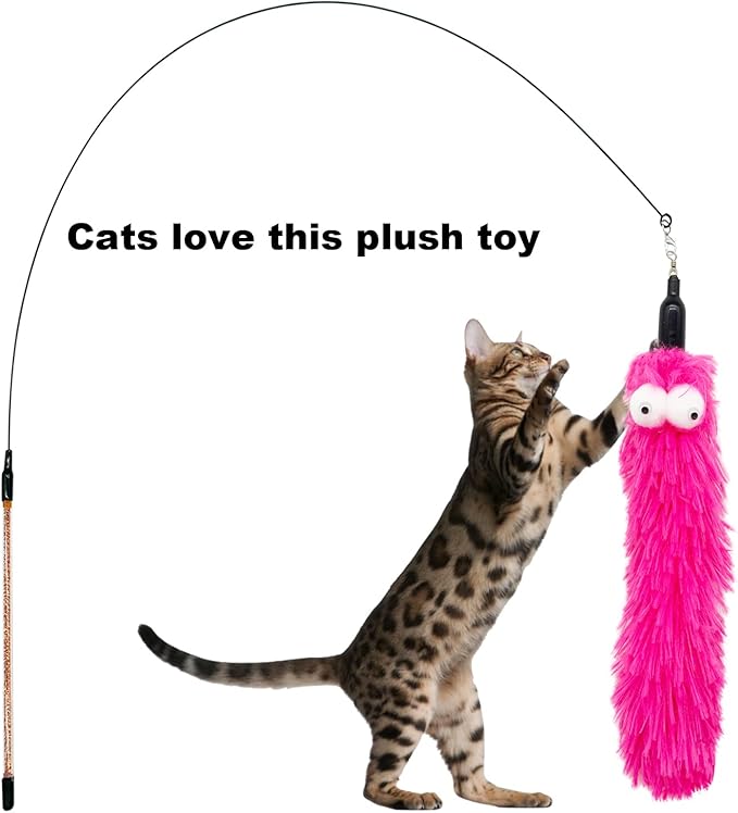 Cat Worm Toy Cat Wand Replacement, 8 PCS Worms Cat Toy Refill, Cat Wand Attachments Worm Toys for Indoor Cats