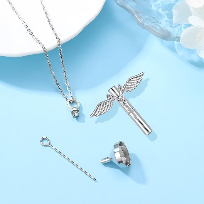 Aniu Cremation Jewelry for Ashes S925 Sterling Silver Urn Necklace Memorial Necklace for Human Ashes of Loved Ones Keepsake Pendant for Men Women