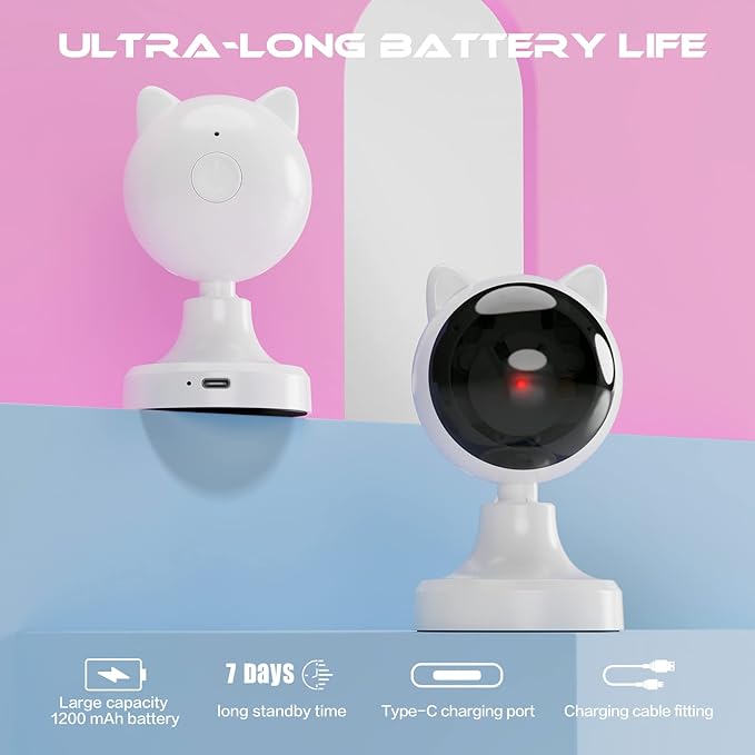Cat Laser Toy Automatic Interactive Cat Toys for Indoor Cats Automatic Laser Pointer for Cats USB C Rechargeable Dual Mode Laser Toy Auto On/Off Kitten Toy Adjustable Ranges Pet Toy Electric Cat Gifts