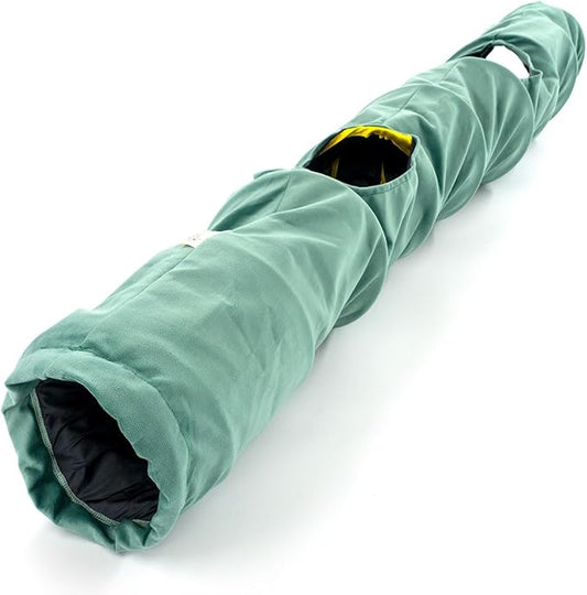 Velvet Fabric - Foldable/Collapsible - 55x8.66 Inches Cat Tunnel (Nile Green)