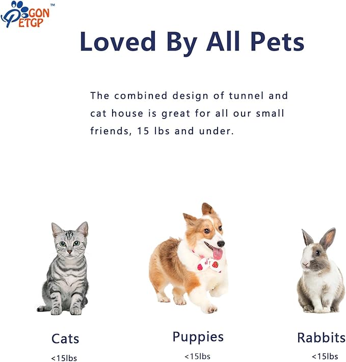 Cat Tunnel Toy and Cubes Combo, Cat Tunnels for Indoor Cats with Play Ball, Interactive Crinkle Collapsible Tent and Cubes, Cat Tube for Puppy Pet Rabbit - All in One Set of 3