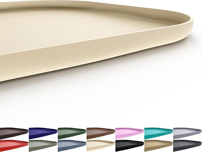 Silicone Pet Feeding Mat with Raised Edge for Food and Water, Dog Bowl Mats, Cat Bowls Placemat with High Lip for Floor Waterproof, Rubber Tray for Cats and Dogs 24 x 16 x0.8 White Sand