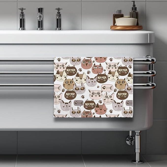 Cat Towels,Cat Hand Towel,Cat Kitchen Towels,Cat Dish Towels,Cat Kitchen Accessories,Cute Dish Towels For Kitchen,Cat Gifts for Women,Funny Kitchen Towels,Cat Mom Gifts-Gifts For Cat Lovers For Women