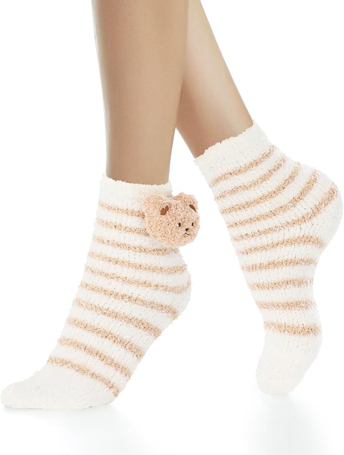 Benefeet Sox Funny Animal Fuzzy Socks for Women Girls - Cute Fluffy Slippers, Cozy Warm Winter Plush Sleeping Socks