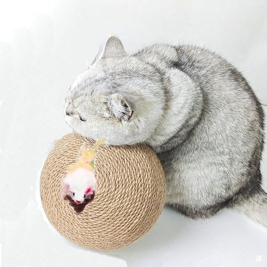 Cat Scratching Ball，Cat Ball for Interactive Enrichment and Play, Cat Scratching BallHeavy Duty Hemp Rope Toy,Cat Tree Replacement (Ball Brid)
