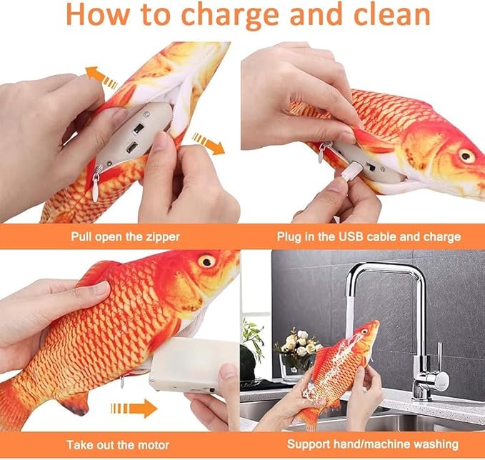 Cat Toys for Bored Indoor Adult Cats - Interactive Cat Toy for Indoor Cats, Automatic Moving Cat Kicker Toy with Catnip, 11" Electric Flopping Fish Cat Toy for Boredom Cats, High Energy Kitten