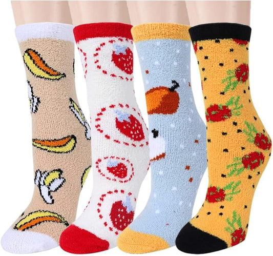 Benefeet Sox Cute Animal Fuzzy Socks for Women Girls Funny 3D Animal Cozy Socks Fluffy Slipper Socks Plush Comfy Soft Socks